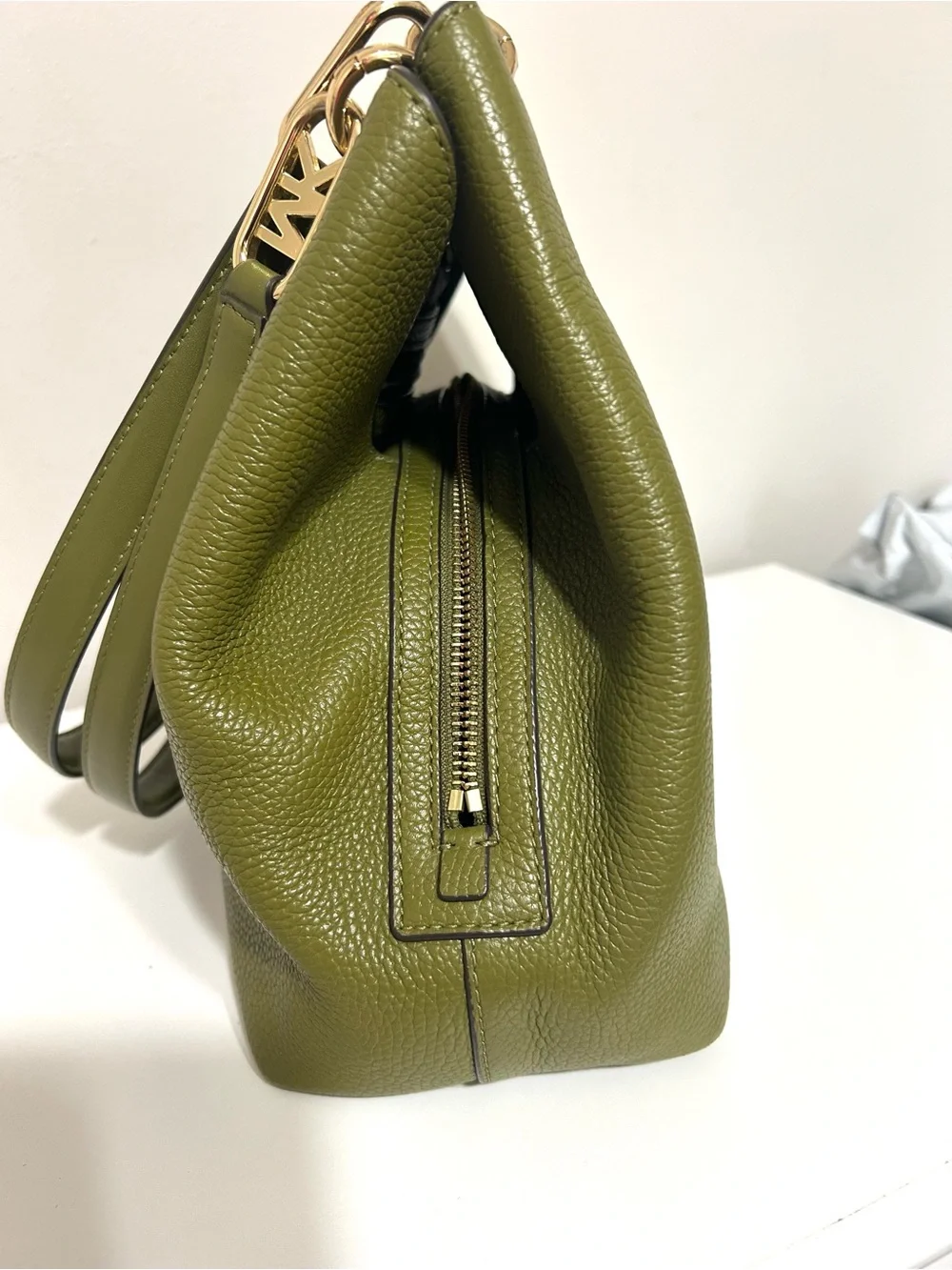 Michael Kors Olive Green Pebbled Leather Hobo Shoulder Bag